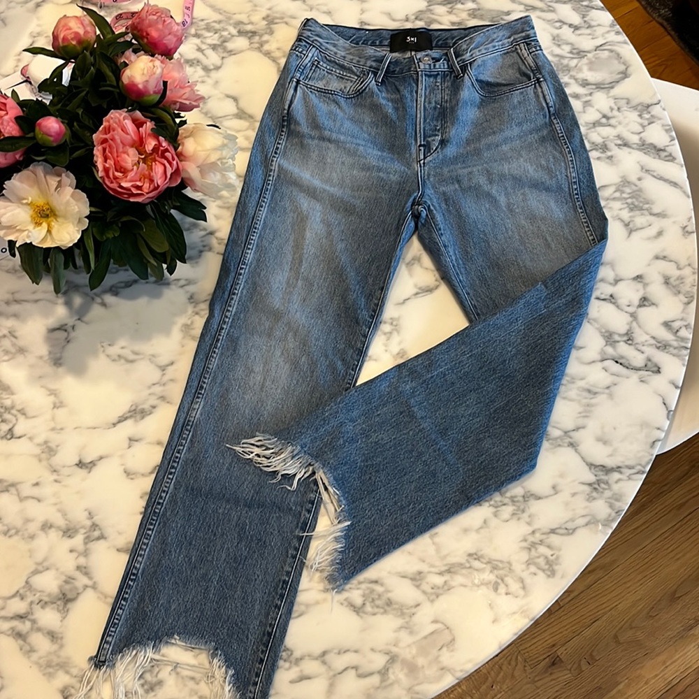 3x1 Cropped Raw Edge Straight Leg Jean 28